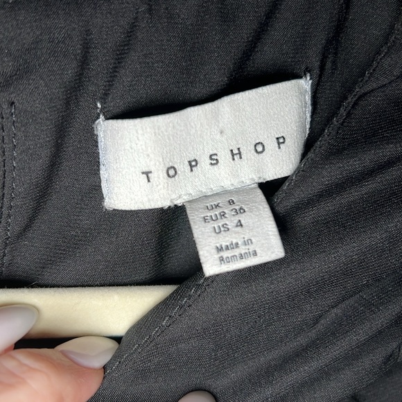 ASOS Topshop ruched long sleeve shirred top in black - Picture 4 of 7